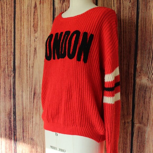 Ultra Flirt Womens Sweater, London, Red and White and Black, Size Medium - Picture 8 of 13